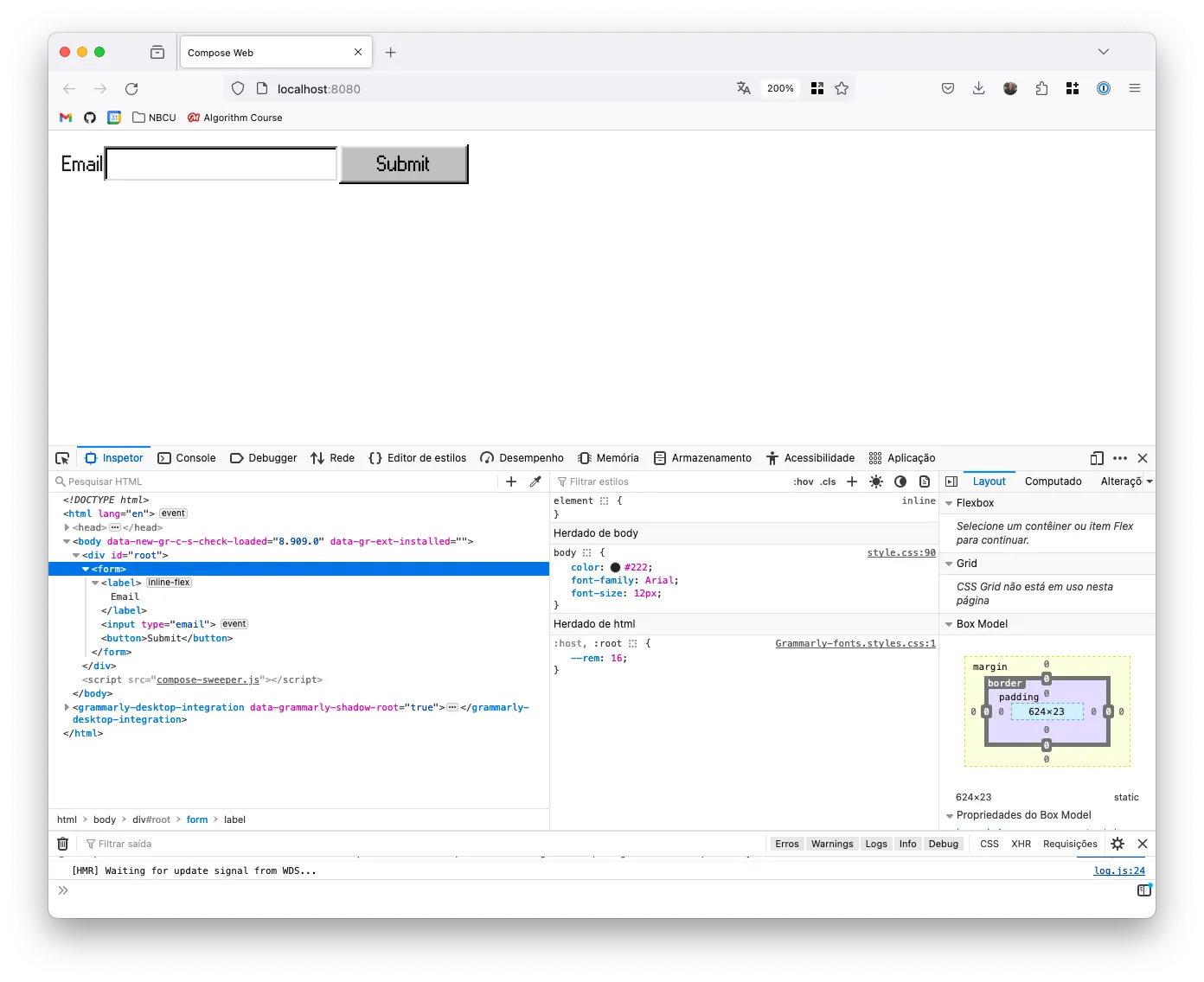 Empty form with no configuration