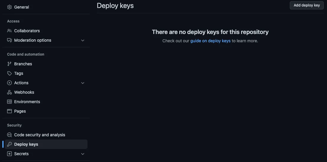 Deploy Key screenshot